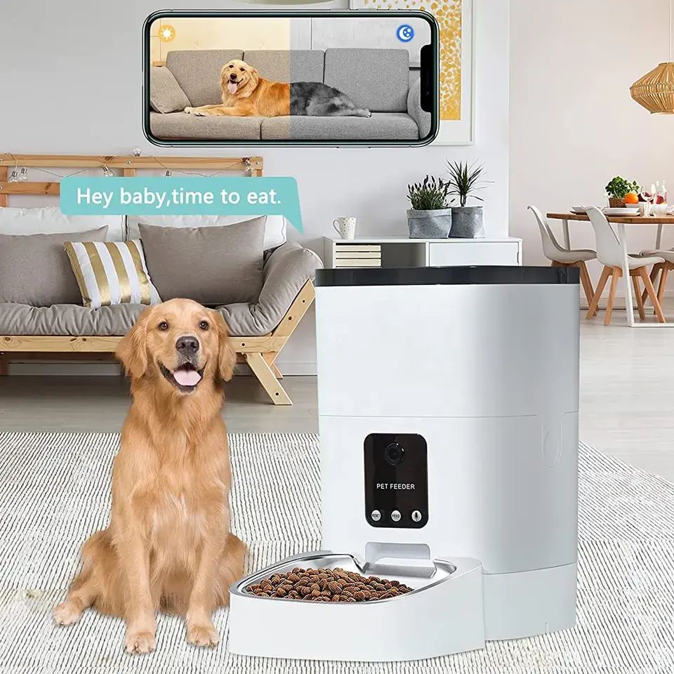 Smart Phone APP Control 2.4G WiFi Enabled 4L 6L Automatic Pet Feeder with HD 1080P Camera