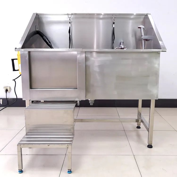 Factory wholesale stainless steel bubble spa foot sliding door pet grooming bathtub 