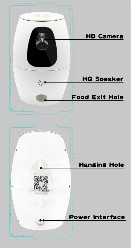 Auto timed smart wifi dog food dispenser automatic pet feeder with digital timer and IR camera