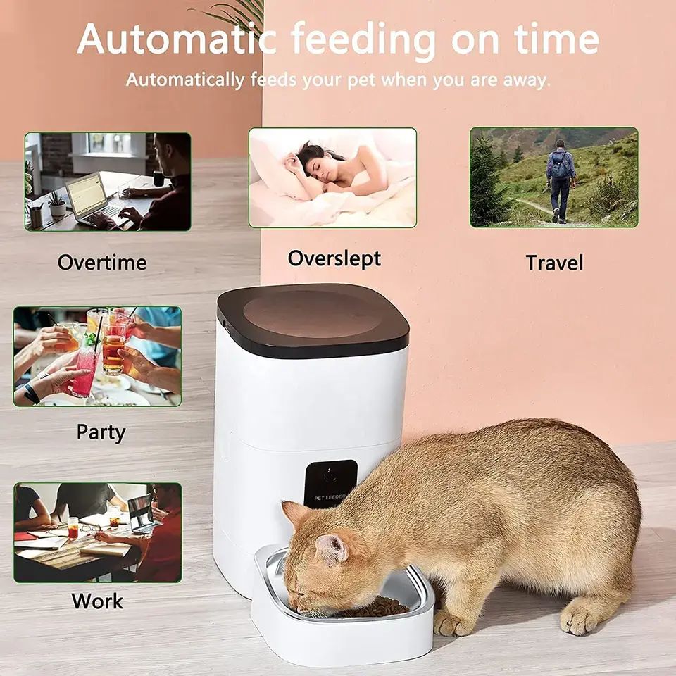 6L Cat Dog Food Bowl APP Remote Control Auto Wifi Microchip Smart Automatic Pet Feeder