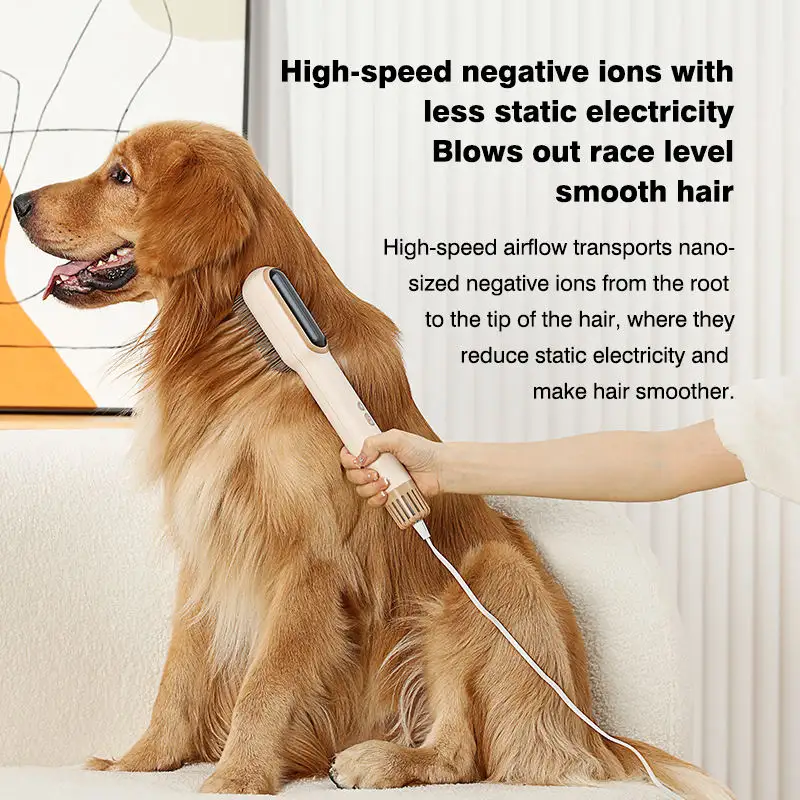 Low Noise Handheld Pet Hair Brush Dog 2 in 1 Grooming Bath Brush and Hair Dryer High Power Cat Grooming Brush