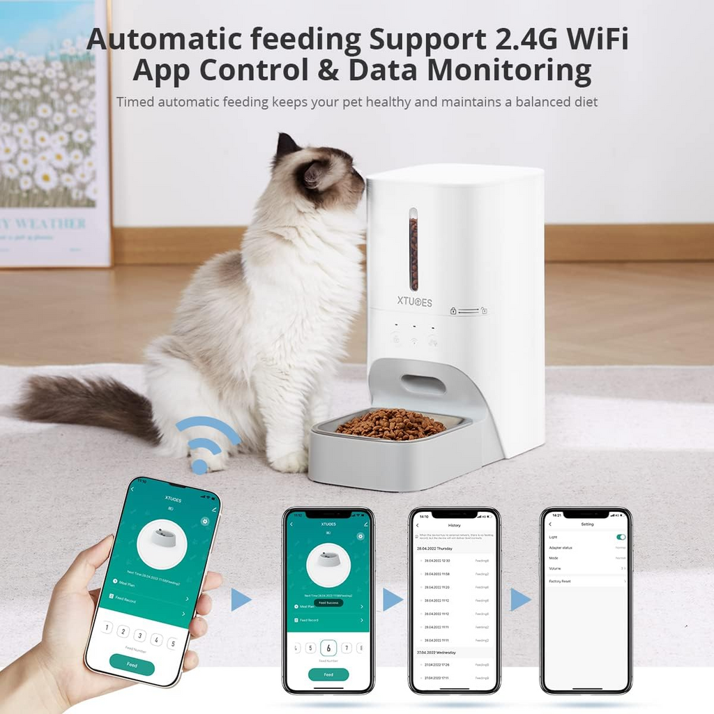 dog food dispenser with portion control WiFi smart automatic pet bowl