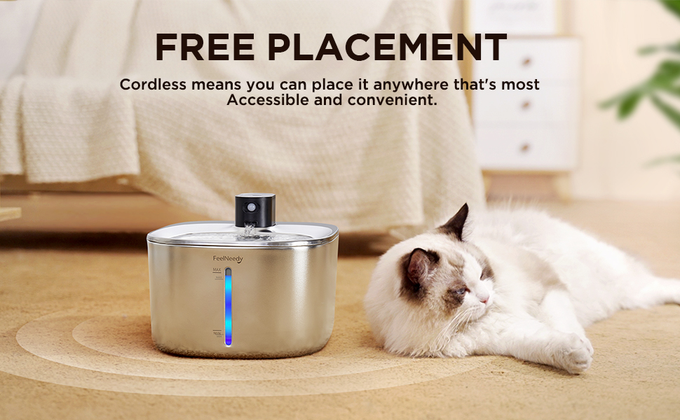 Smart Automatic Cat Fountain Wireless Cat Drinking Water Dispenser Battery Powered For Cats And Dogs