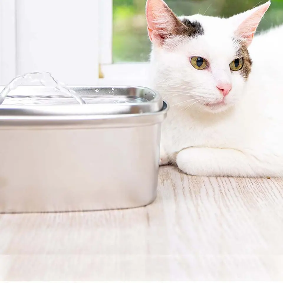 New Hot Sale AuTo Silent Cat Fountain Stainless Steel Pet Drinking Water Dispenser with Filter for Dogs and Cats Wholesale