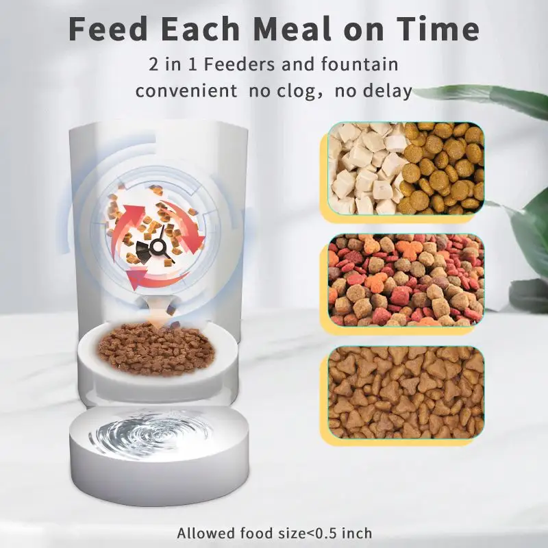 Cat Fountain with Feeding Schedule Large Capacity Automatic Dog Bowl OEM