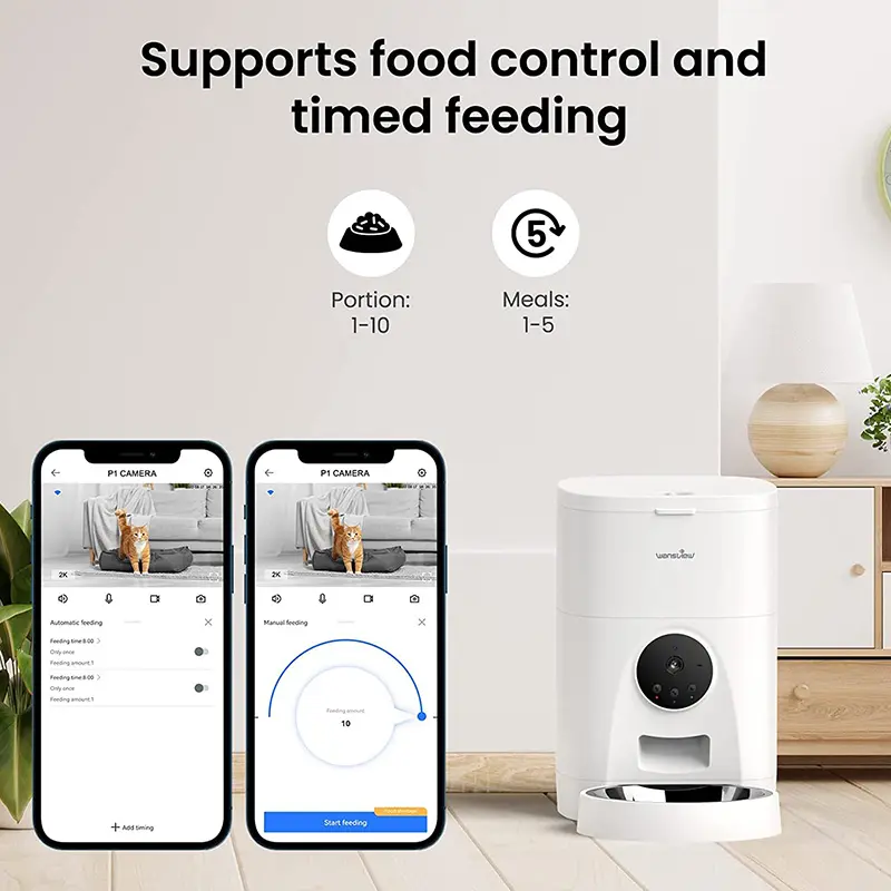 Pet Smart Feeder APP Control with Camera Support Food Control and Timing Feeding Automatic Dog Bowl With Voice Feeding Reminder