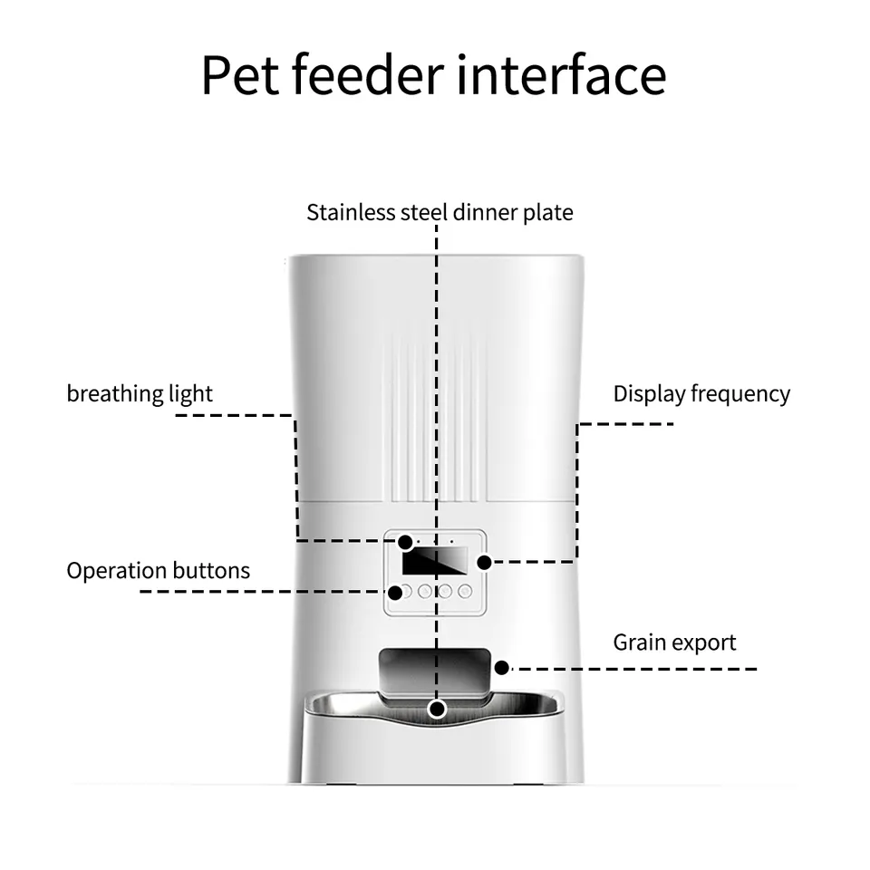 Wholesale Tuya Smart Pet Feeder Can Set Timing Automatic Cat Feeder App Control Operation Simple Dog Bowl color