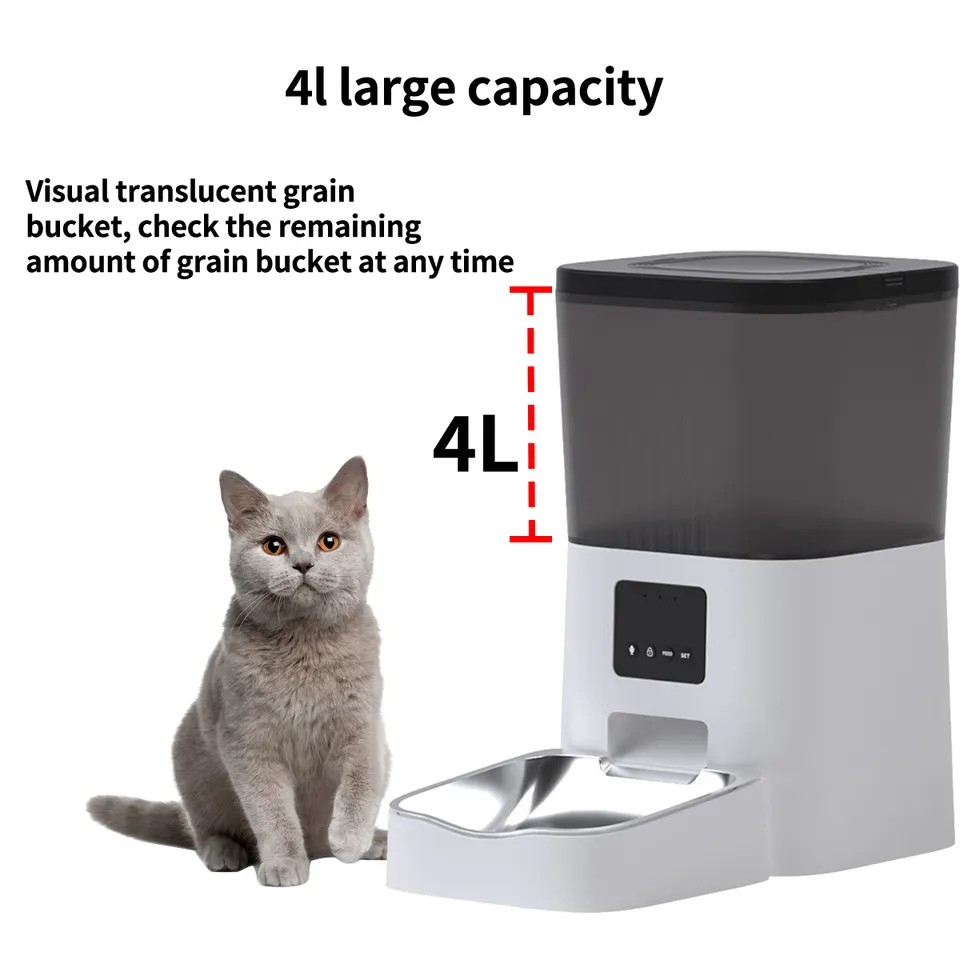 Wholesale Tuya Smart Pet Feeder Can Set Timing Automatic Cat Feeder App Control Operation Simple Dog Bowl color