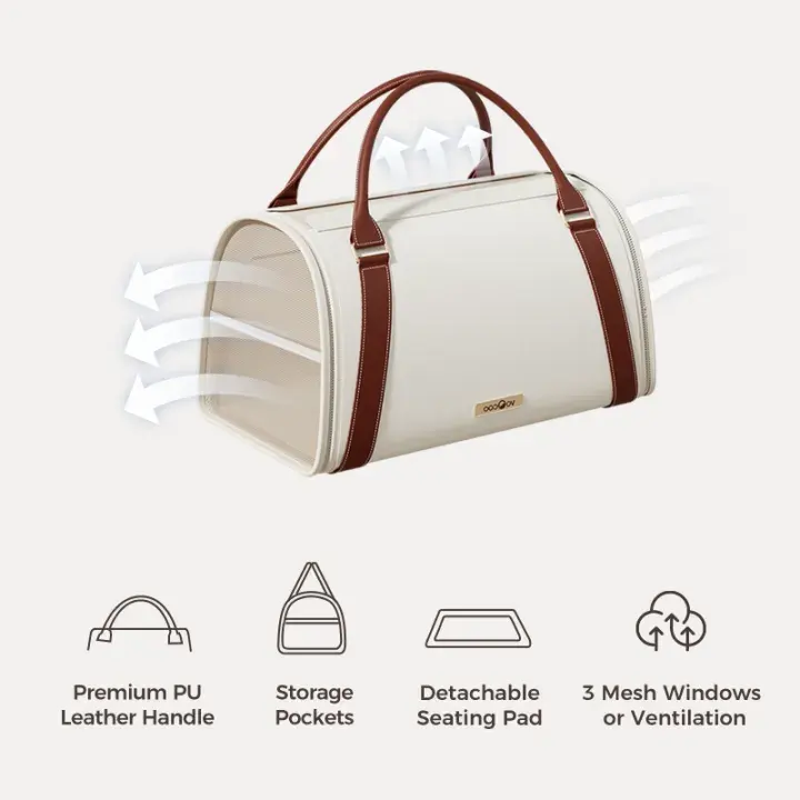 high-quality cat travel bag leather portable pet travel bag can be carried by hand or shoulder pet travel bag