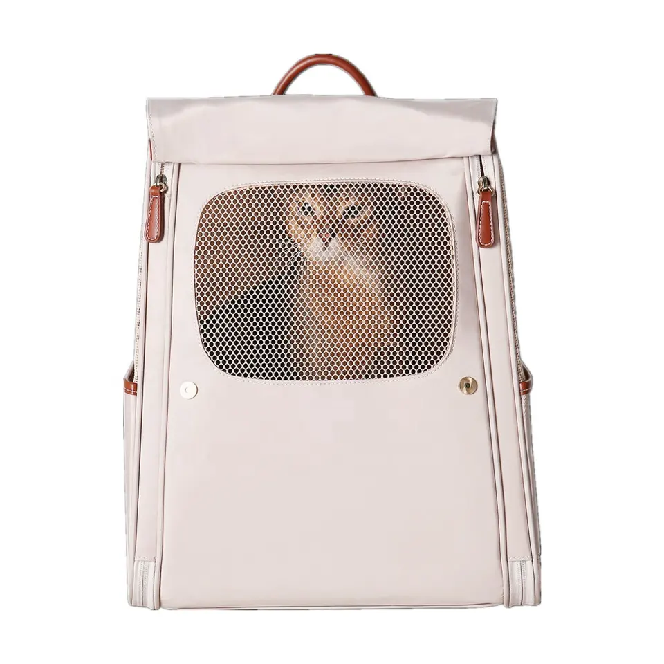 high-quality cat travel bag leather portable pet travel bag can be carried by hand or shoulder pet travel bag