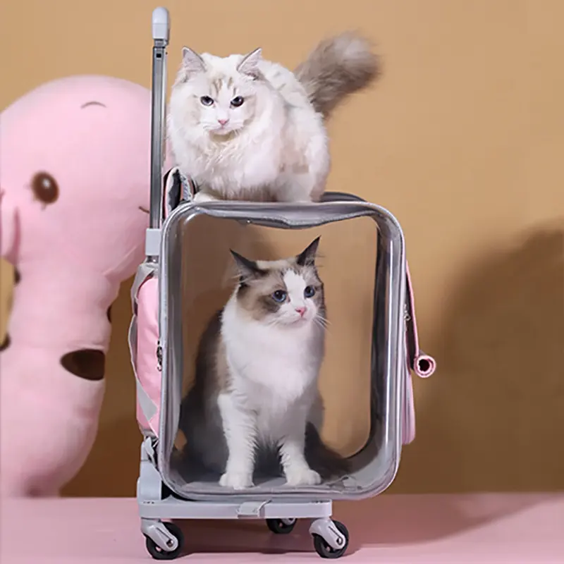 trolley pet cage cat out backpack with wheel trolley case foldable breathable dog travel trolley