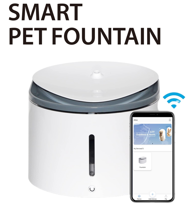 Smart Pet Cat Fountain App Remote Control Wifi Connection Automatic Cat Water Dispenser