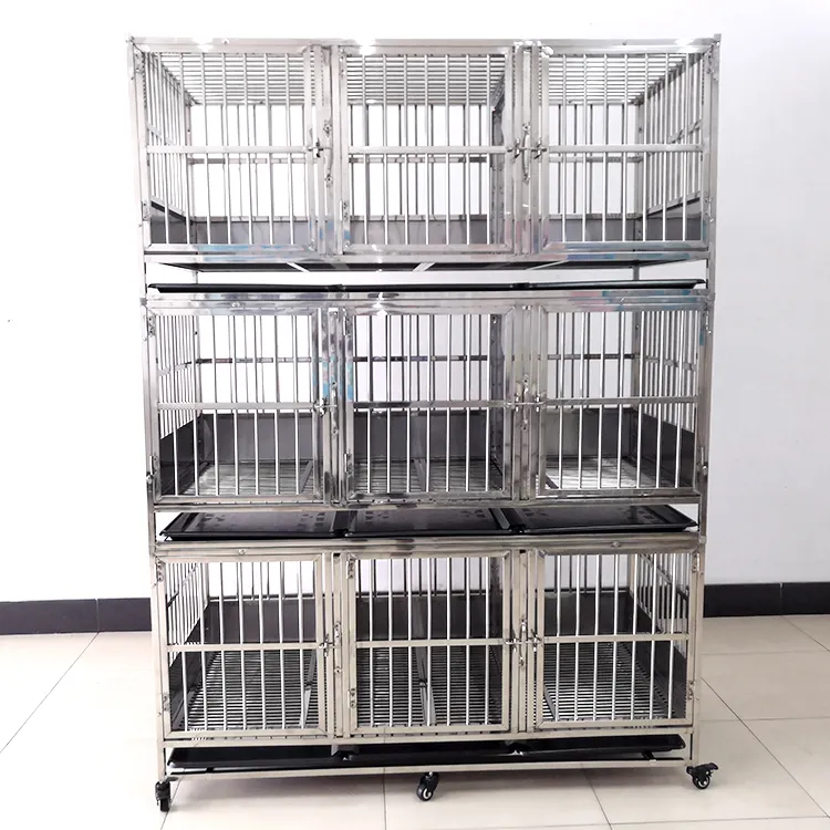 Factory direct sales large stainless steel pet cage thickened professional protective custom dog cage animal house