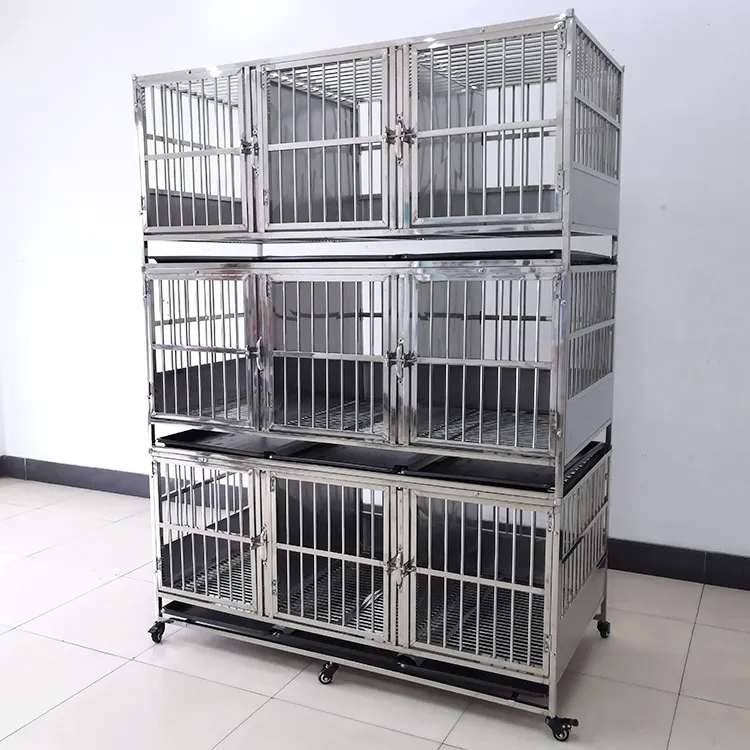 Factory direct sales large stainless steel pet cage thickened professional protective custom dog cage animal house