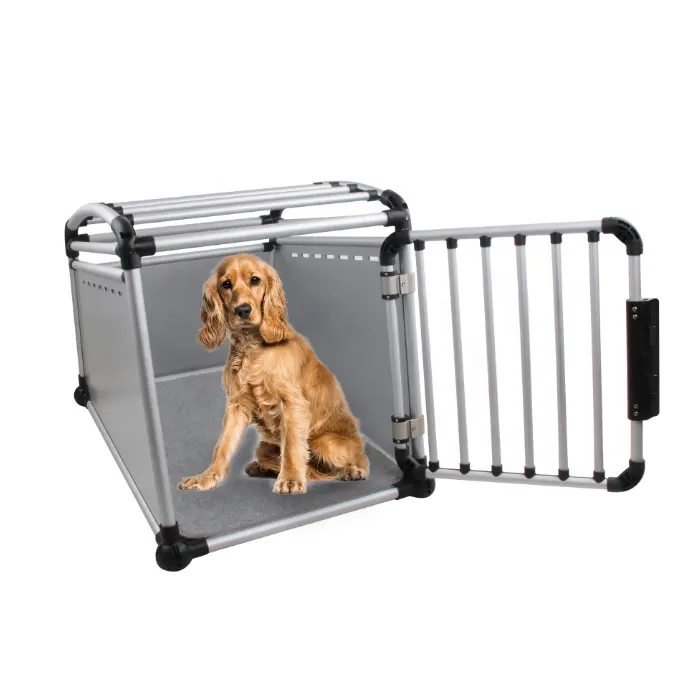 Aluminum Alloy Dog Transport Box With Non-slip Pad Factory Wholesale Large Metal Pet Dog Cage 