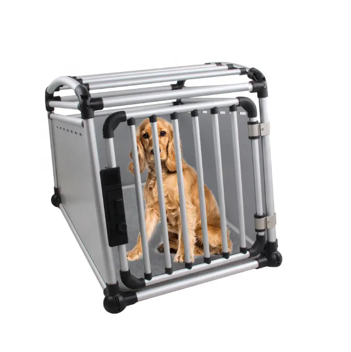 Factory Wholesale Large Metal Pet Dog Cage Aluminum Alloy Dog Transport Box With Non-slip Pad