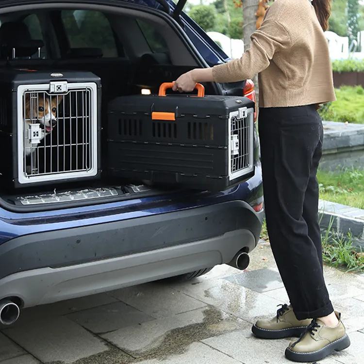 Wholesale foldable pet air box portable travel small dog car air box portable transport cage wholesale