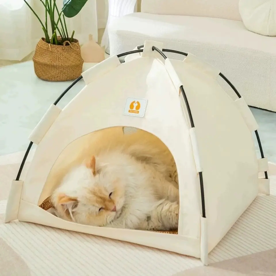 Wholesale Foldable Pet Cat Tent Dome Style High Quality Dog Bed Outdoor Detachable Cat House With Reversible Mat