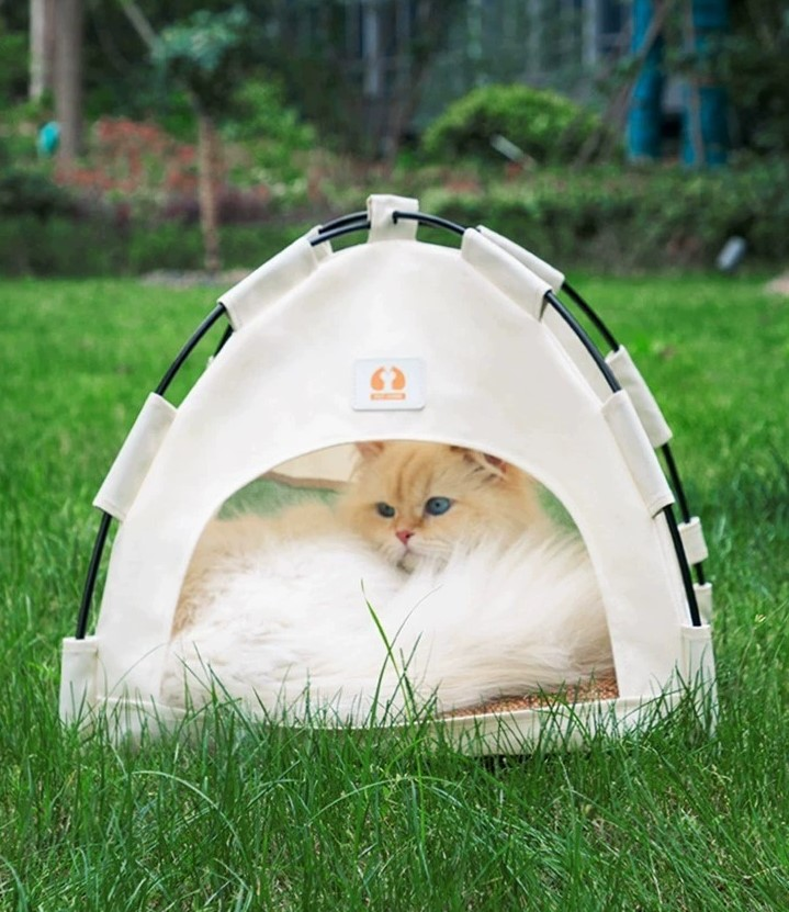 Wholesale Foldable Pet Cat Tent Dome Style High Quality Dog Bed Outdoor Detachable Cat House With Reversible Mat