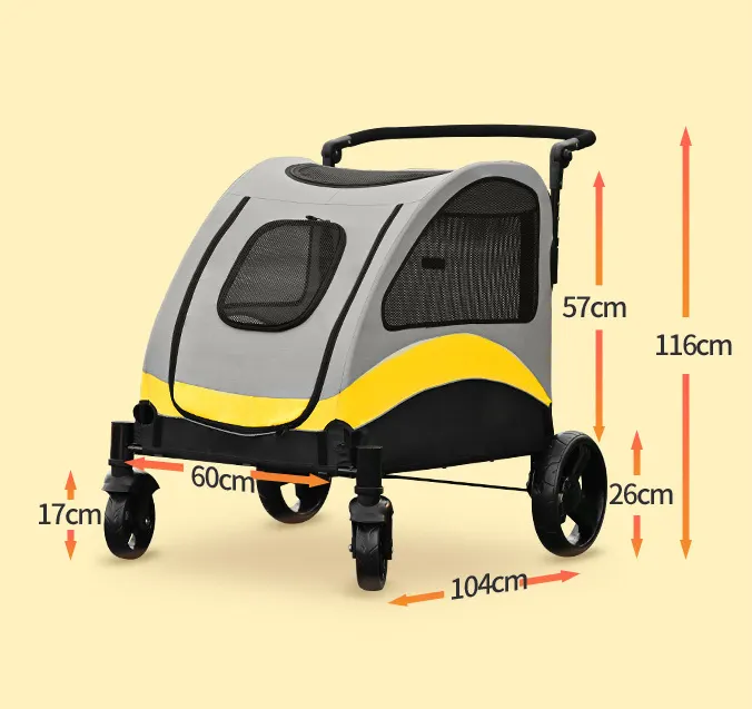 Wholesale Large Dog Going Stroller Foldable Breathable Mesh Window Pet Going 4-Wheeler Suitable for Large Dogs or Two Dogs