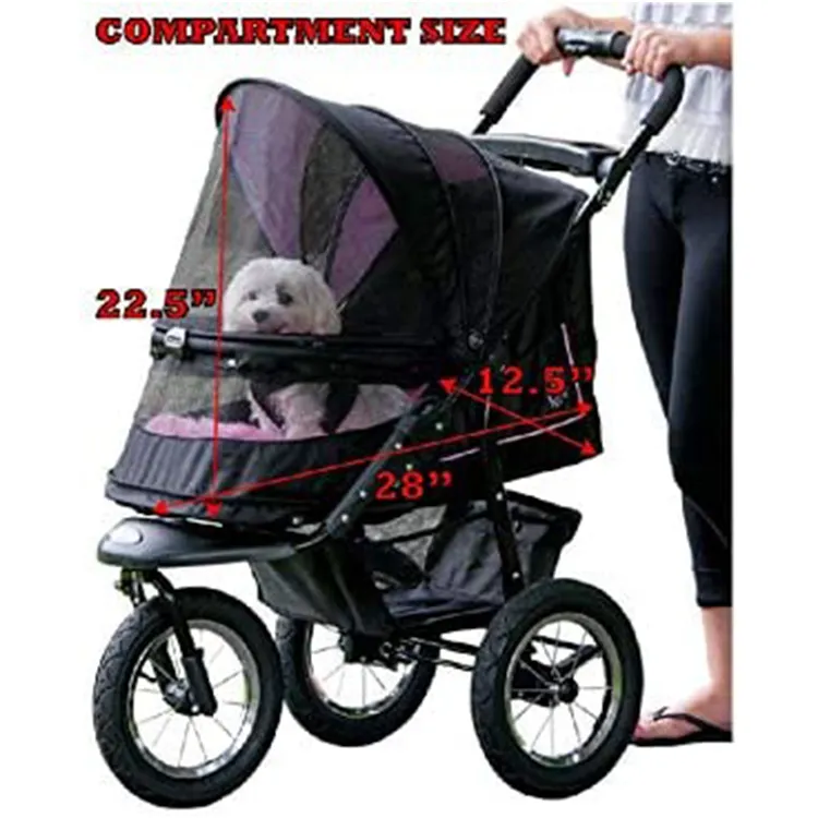 Pet Outdoor Stroller Portable Travel Dog Out Travel Cart With Big Wheels Foldable Cat Pet Trolley