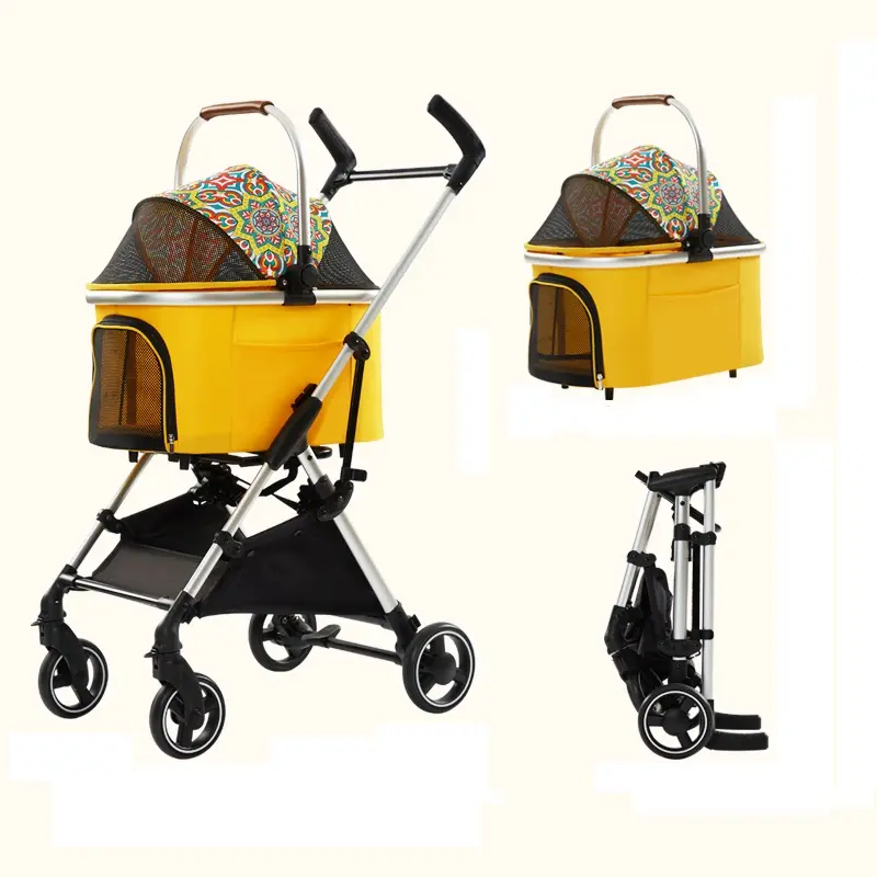 Suitable for Small and Medium Dogs Luxury Foldable Portable Pet Stroller Cat Going Out Detachable Carriage 