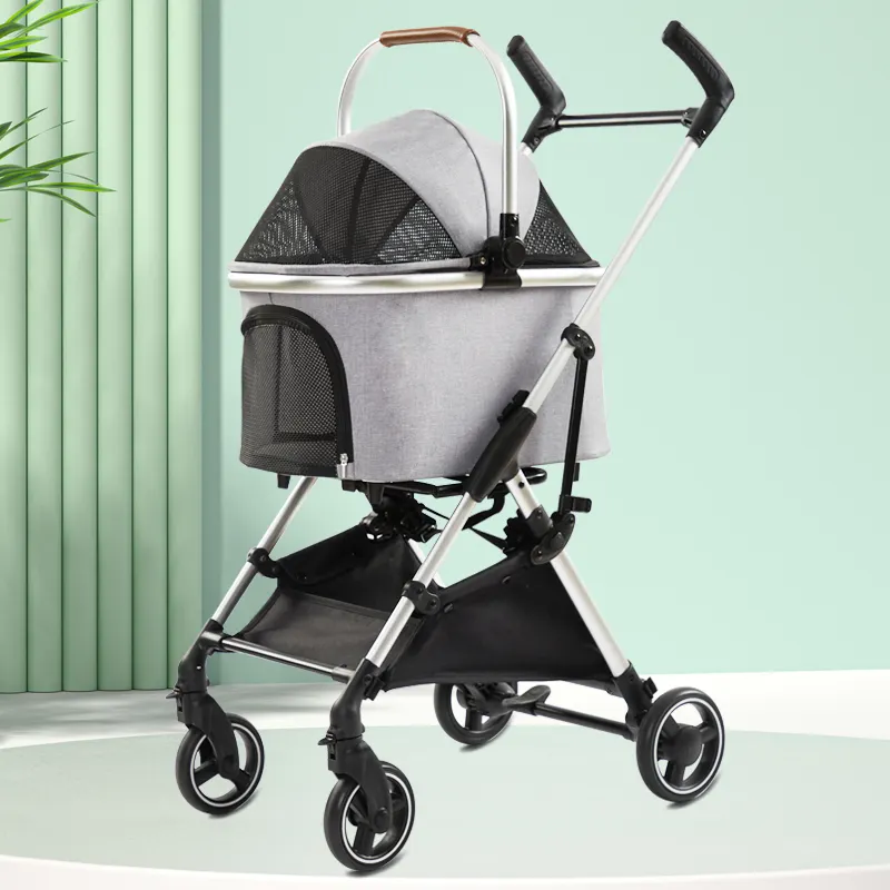 Suitable for Small and Medium Dogs Luxury Foldable Portable Pet Stroller Cat Going Out Detachable Carriage 
