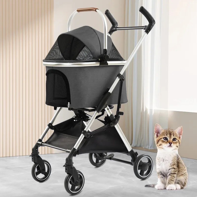 Suitable for Small and Medium Dogs Luxury Foldable Portable Pet Stroller Cat Going Out Detachable Carriage 