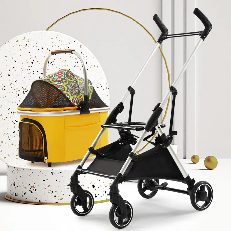 Suitable for Small and Medium Dogs Luxury Foldable Portable Pet Stroller Cat Going Out Detachable Carriage 