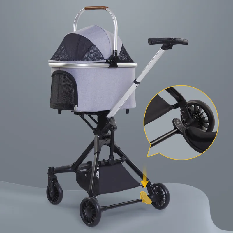 Luxury Foldable Portable Pet Stroller Cat Going Out Detachable Carriage Suitable for Small and Medium Dogs