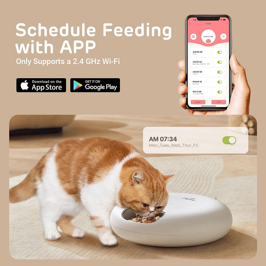 Smart Automatic Cat Food Dispenser App Control Smart Dry Food and Wet Food Hex Dog Feeder with Two Ice Packs