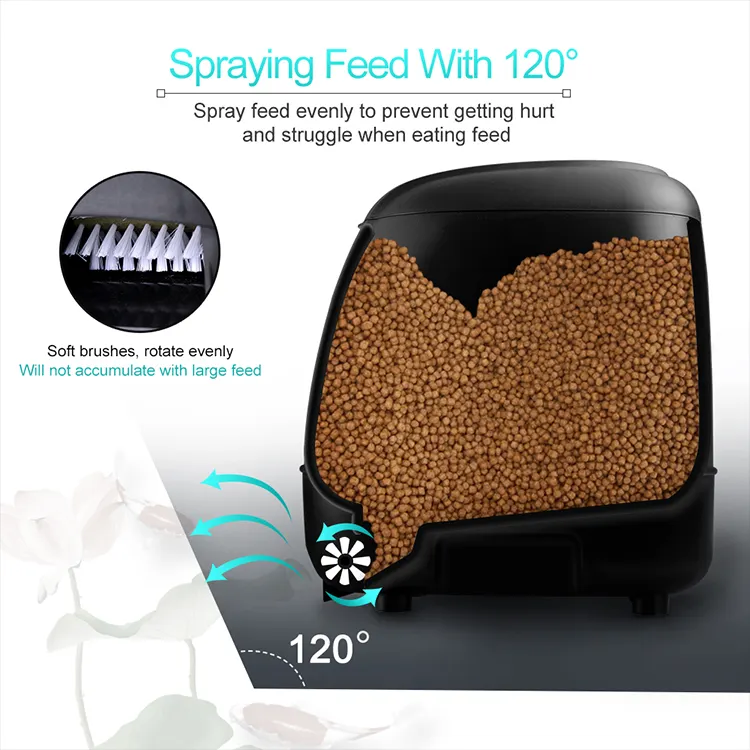 Wholesale fish pond dedicated automatic fish feed feeder large capacity adjustable koi feeder LCD timer fish food dispenser