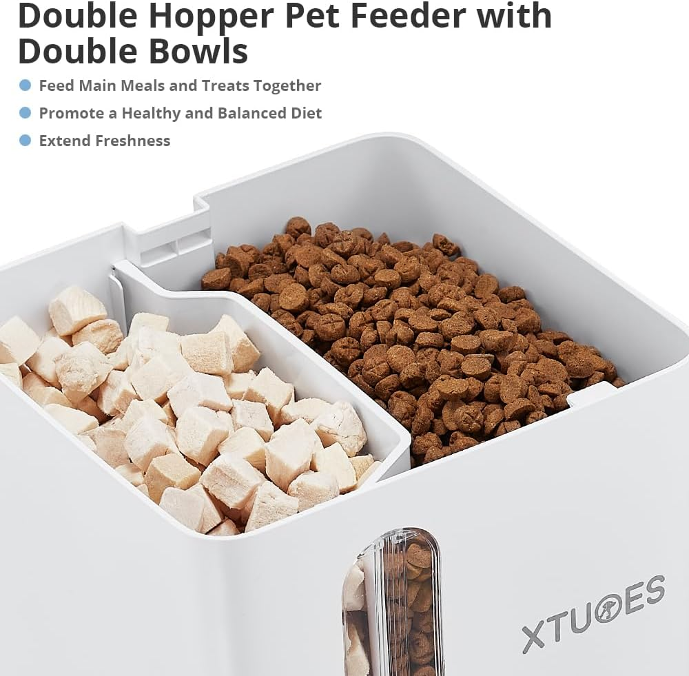 Wholesale Smart Automatic Pet Feeder Double Hopper Automatic Fresh Cat Food Dispenser App Controlled Dog Bowl