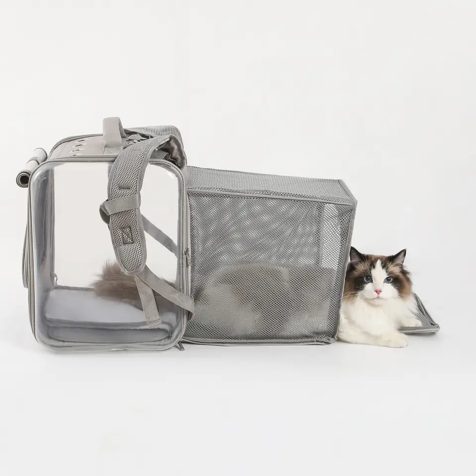 Expandable Dog Backpack with Mesh Cardboard Cat Outing Backpack New Design Portable Pet Travel Bag 