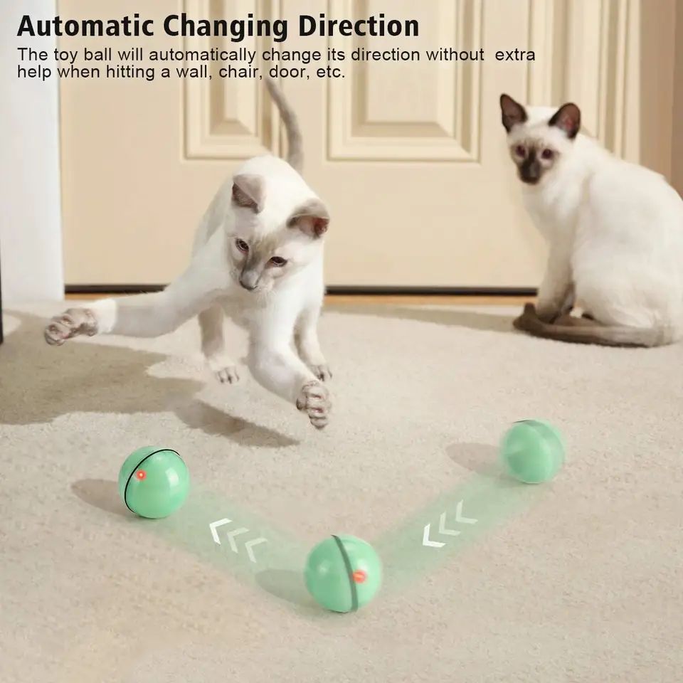 Interactive Cat Toys Ball with LED Light Self Auto Rotating Intelligent Ball for Kitten