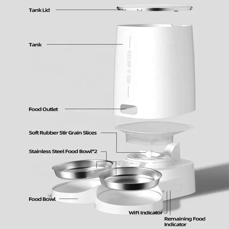 Hot selling New Design 4L Built-in High-definition Speaker ABS Automatic Intelligent Timer Smart Pet Feeder Automatic Pet Feeder