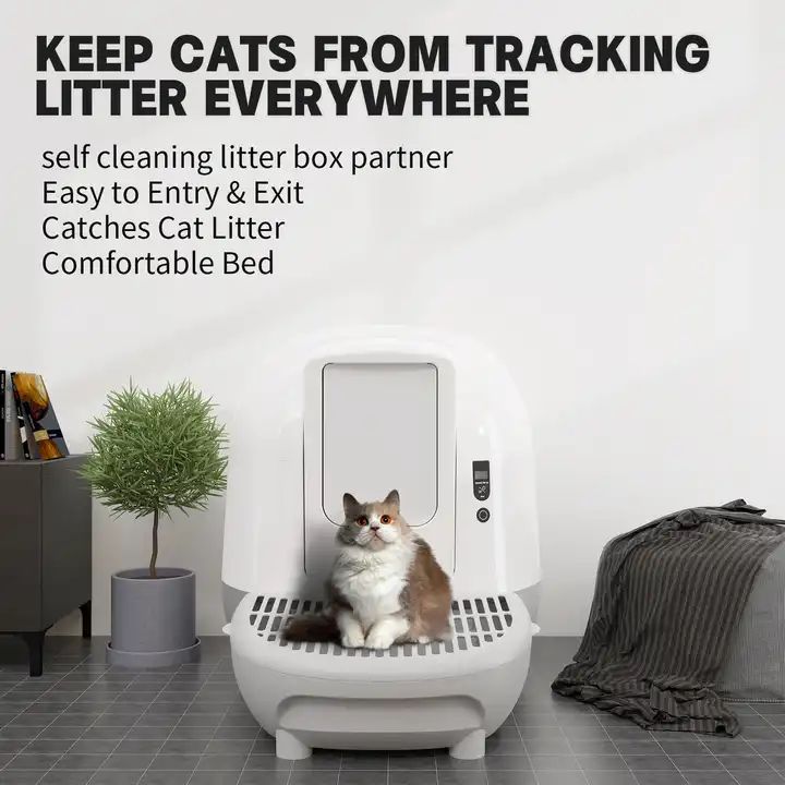 IRIS USA Open Top Cat Litter Tray with Scoop and Scatter Shield, Sturdy Easy to Clean Open Air Kitty Litter