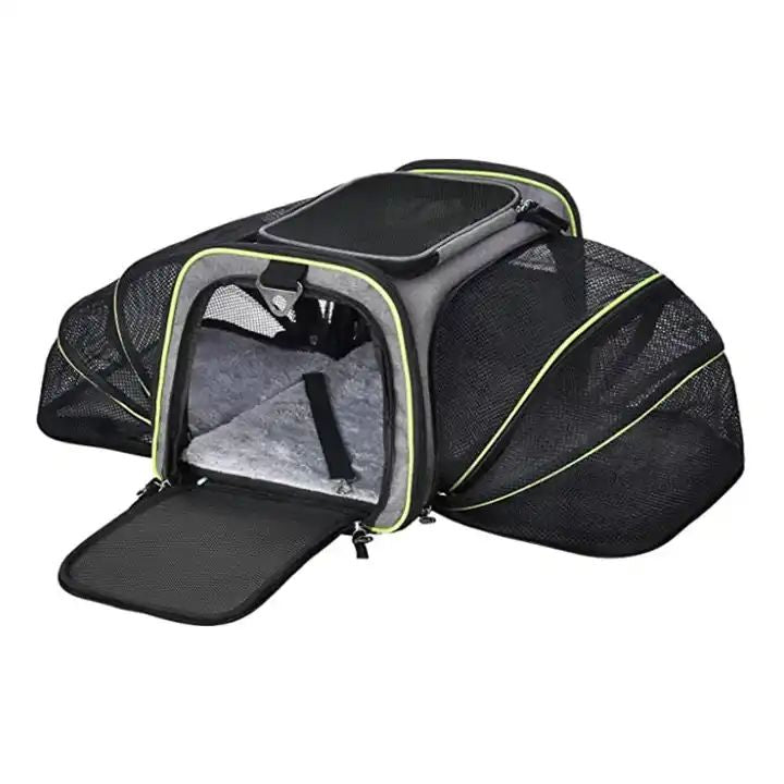 Pet Reflective Airline Approved Durable Breathable Foldable Soft Sided Mesh Outdoor Pet Dog Carrier Carrying Travel Bag