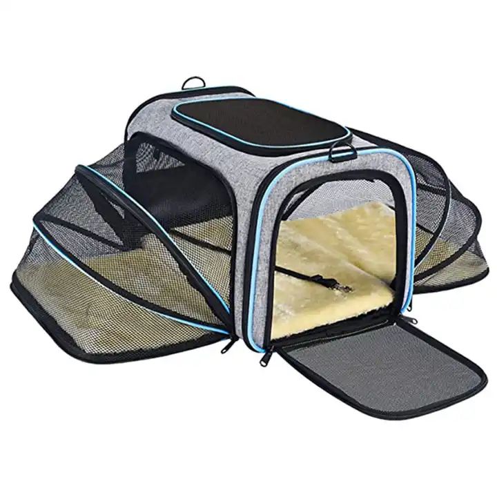 Pet Reflective Airline Approved Durable Breathable Foldable Soft Sided Mesh Outdoor Pet Dog Carrier Carrying Travel Bag