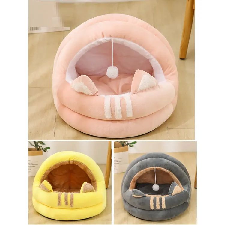 Wholesale Pet Supplies Hot Selling Cat House Winter Warm Indoor Lovely Half-Open Comfort Bed For Dogs Cats