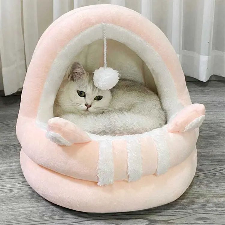 Wholesale Pet Supplies Hot Selling Cat House Winter Warm Indoor Lovely Half-Open Comfort Bed For Dogs Cats