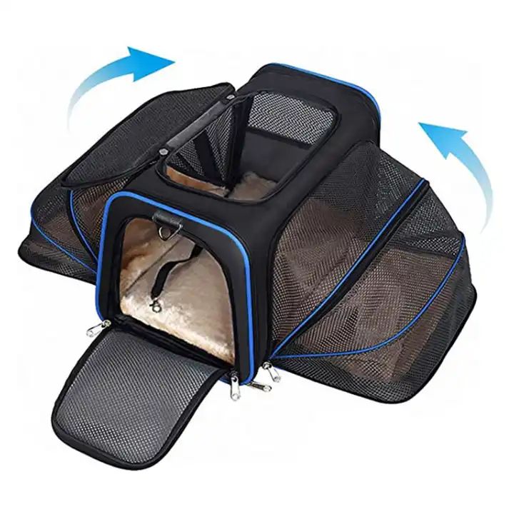 Pet Reflective Airline Approved Durable Breathable Foldable Soft Sided Mesh Outdoor Pet Dog Carrier Carrying Travel Bag