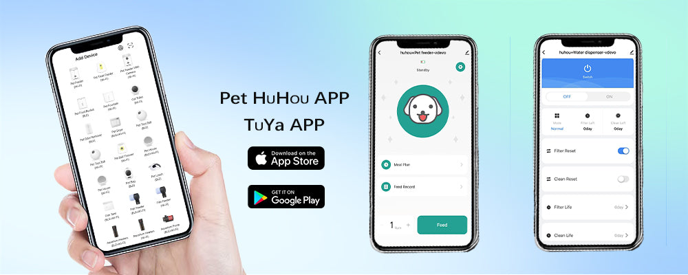 All pet huhou's smart pet supplies can be remotely controlled by mobile phones, and can be searched and downloaded in Google Apple APP store and other application stores
