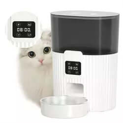 Automatic cat feeder, automatic pet dry food dispenser, low food LED for small and medium pets