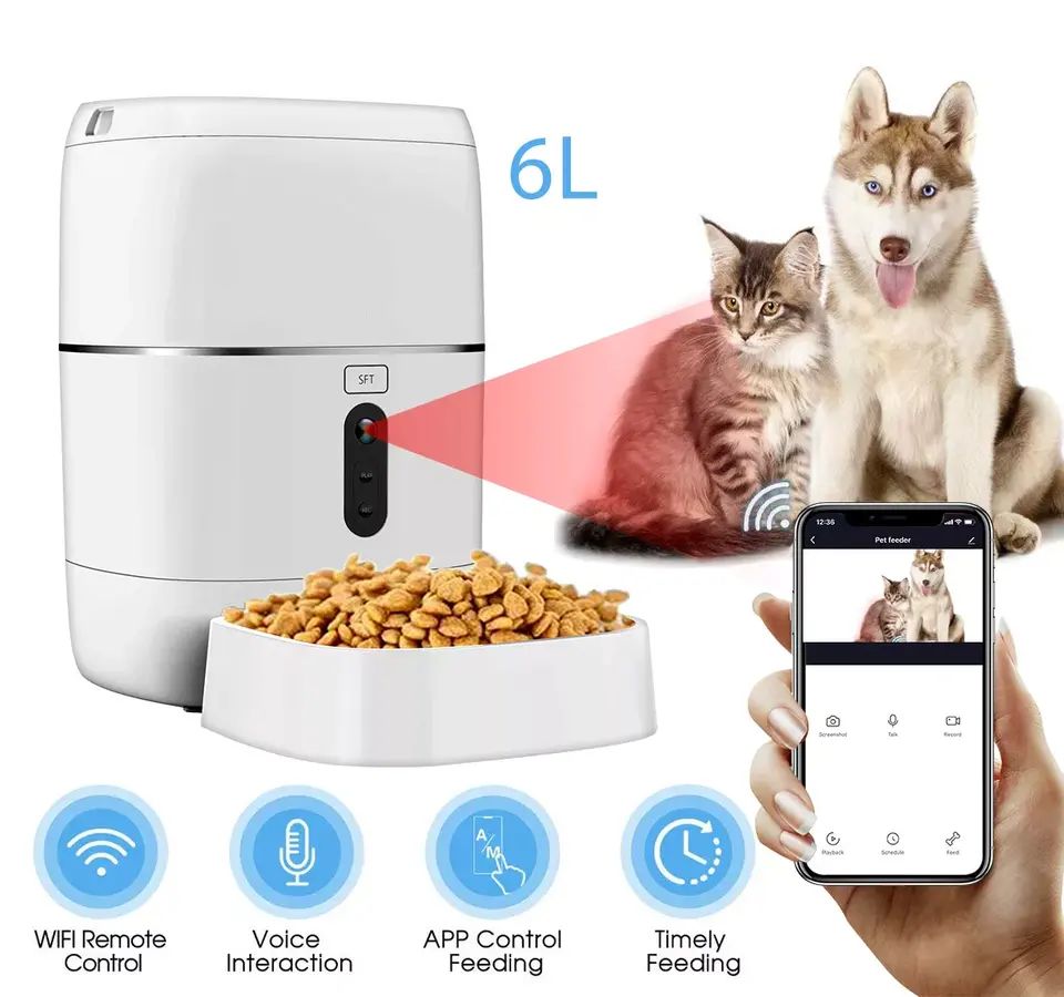 Dry Food Storage Automatic Feeder for Dogs with Transparent and Detachable Container Design Pet Automatic Feeder Smart Wifi pet