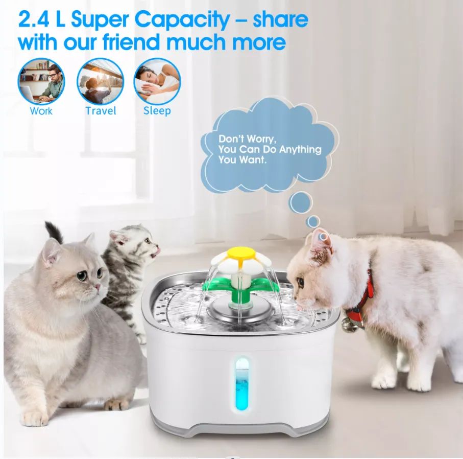 Custom Electric Smart Pet Drink Fountain Cat Water Feeder Indoor Automatic Filter Water Drink Dispenser USB For Dog Cat