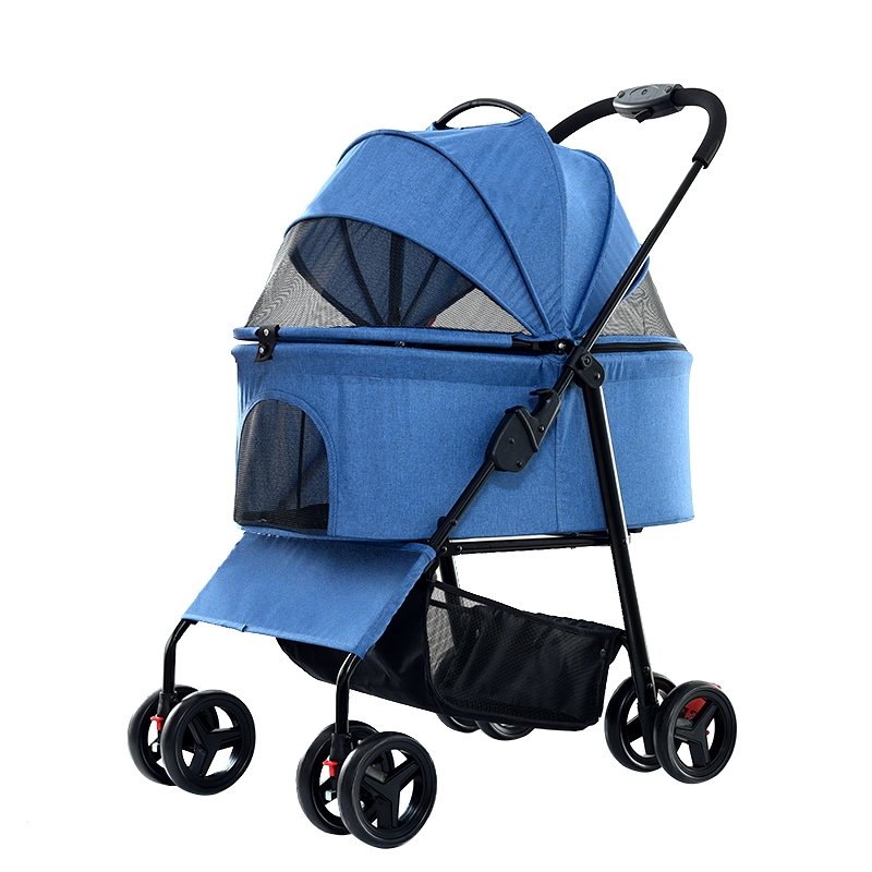 Hot-selling luxury 4 wheels pet travel detachable dog carrier pet strollers dog for pet outdoor folding Cat Dog trolley