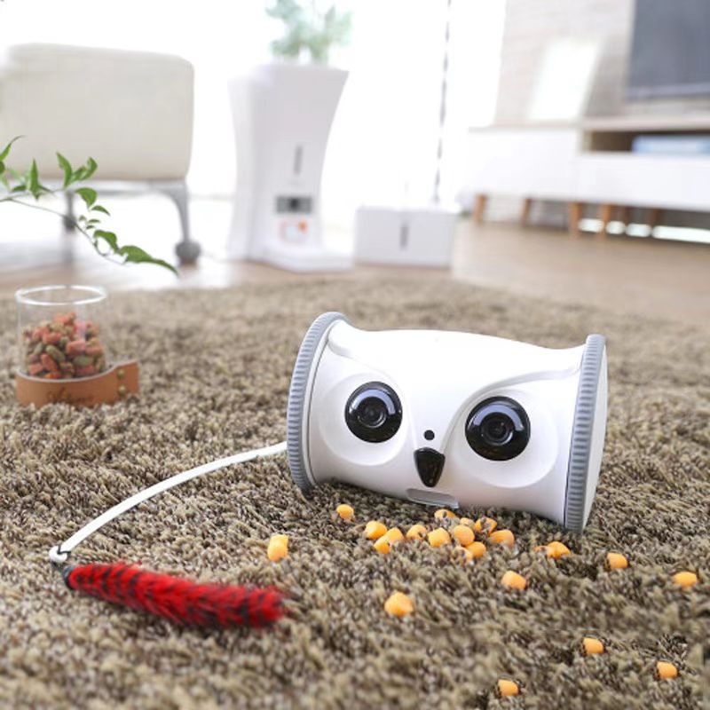 Wholesale Automatic Smart Pet Toy Interactive Owl Robot WIFI with1080P HD Video Camera Cat Dog Pet Supplies