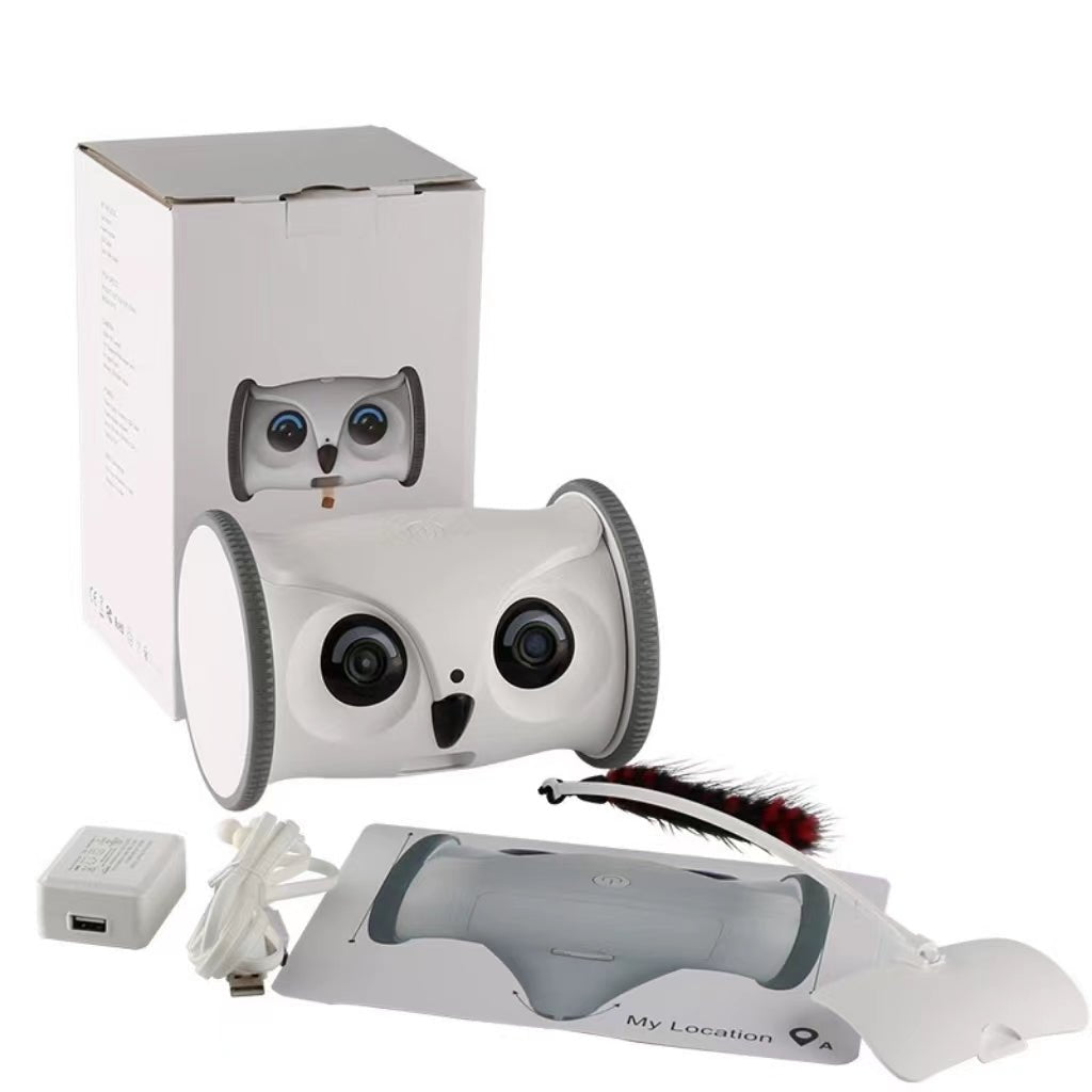 Wholesale Automatic Smart Pet Toy Interactive Owl Robot WIFI with1080P HD Video Camera Cat Dog Pet Supplies