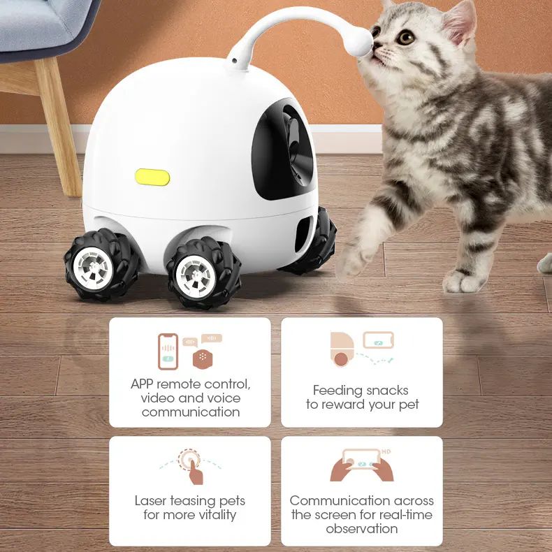 Wholesale Cat Toy Intelligent Companion Robot Pet Toys Full HD 1080P Video Interactive Cat Dog Toy